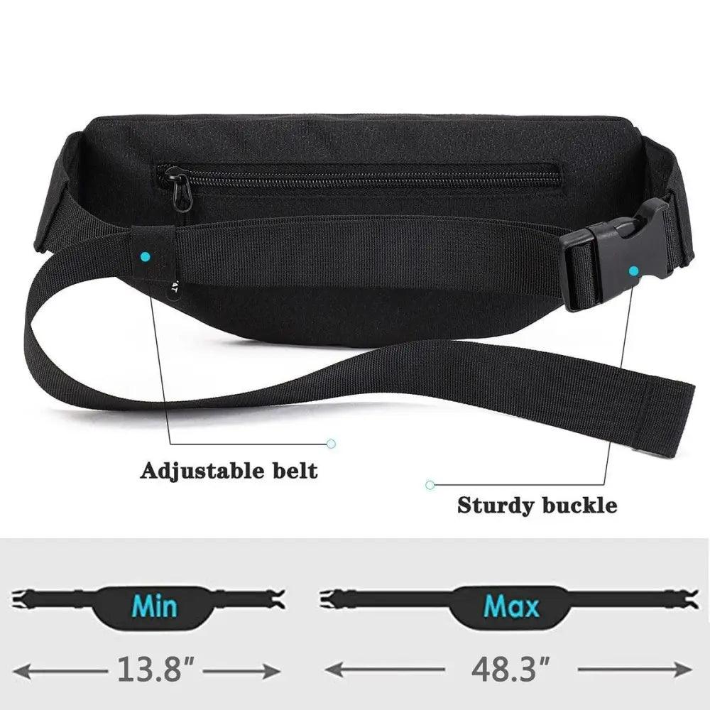 Black Crossbody Fanny Pack Simple Design Belt Bag Canvas Hands Free Travel Bag Sports Workout Durable Lightweight Fanny Packs For Festivals Stevvex