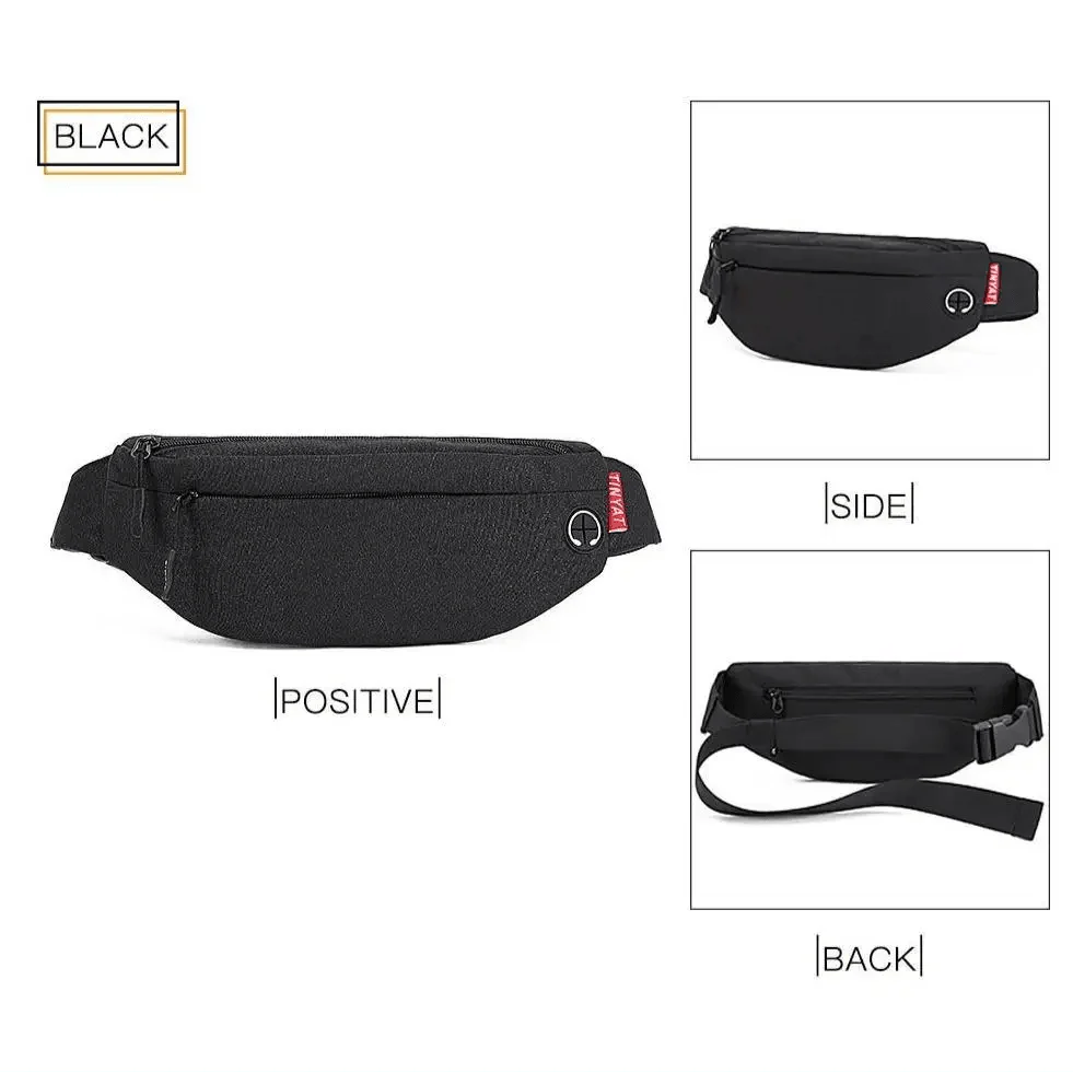 Black Crossbody Fanny Pack Simple Design Belt Bag Canvas Hands Free Travel Bag Sports Workout Durable Lightweight Fanny Packs For Festivals Stevvex