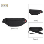 Black Crossbody Fanny Pack Simple Design Belt Bag Canvas Hands Free Travel Bag Sports Workout Durable Lightweight Fanny Packs For Festivals Stevvex