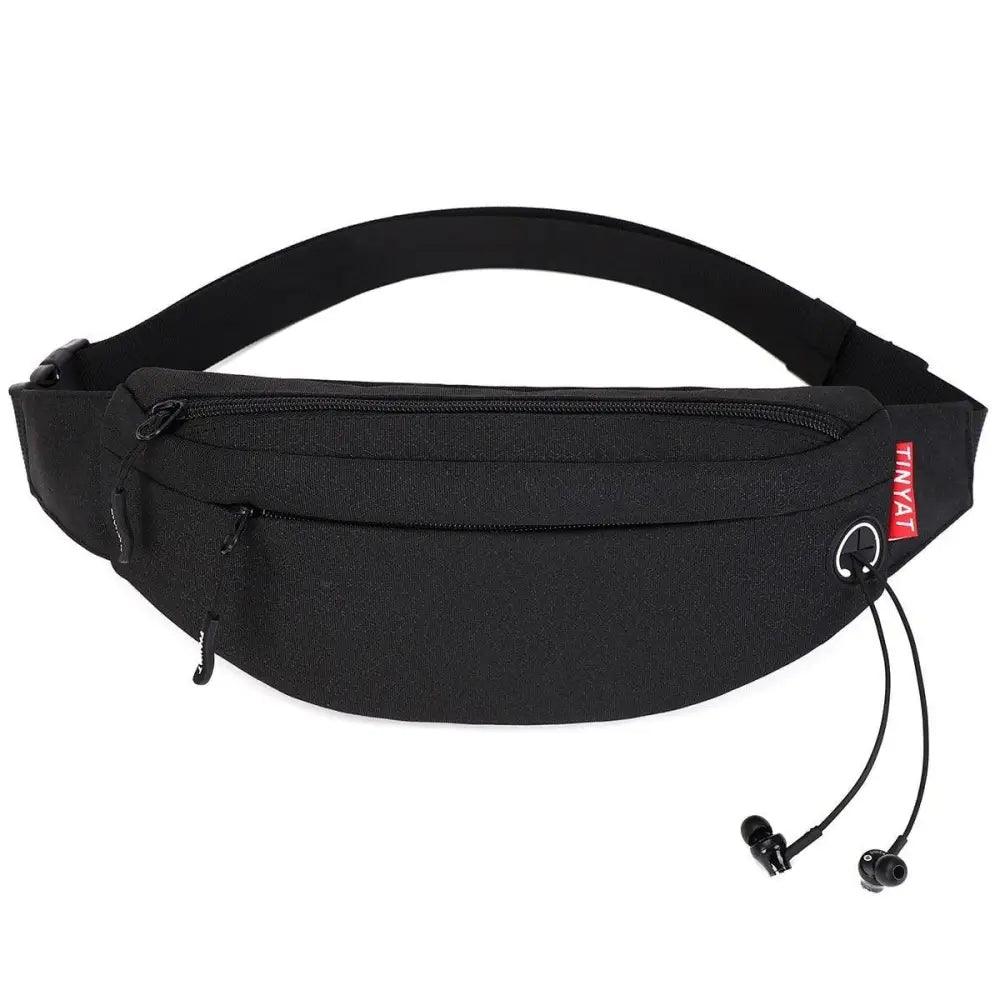 Black Crossbody Fanny Pack Simple Design Belt Bag Canvas Hands Free Travel Bag Sports Workout Durable Lightweight Fanny Packs For Festivals Stevvex
