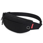 Black Crossbody Fanny Pack Simple Design Belt Bag Canvas Hands Free Travel Bag Sports Workout Durable Lightweight Fanny Packs For Festivals Stevvex