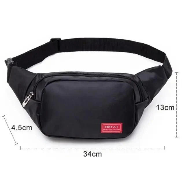 Black Crossbody Fanny Pack Simple Design Belt Bag Canvas Hands Free Travel Bag Sports Workout Durable Lightweight Fanny Packs For Festivals Stevvex