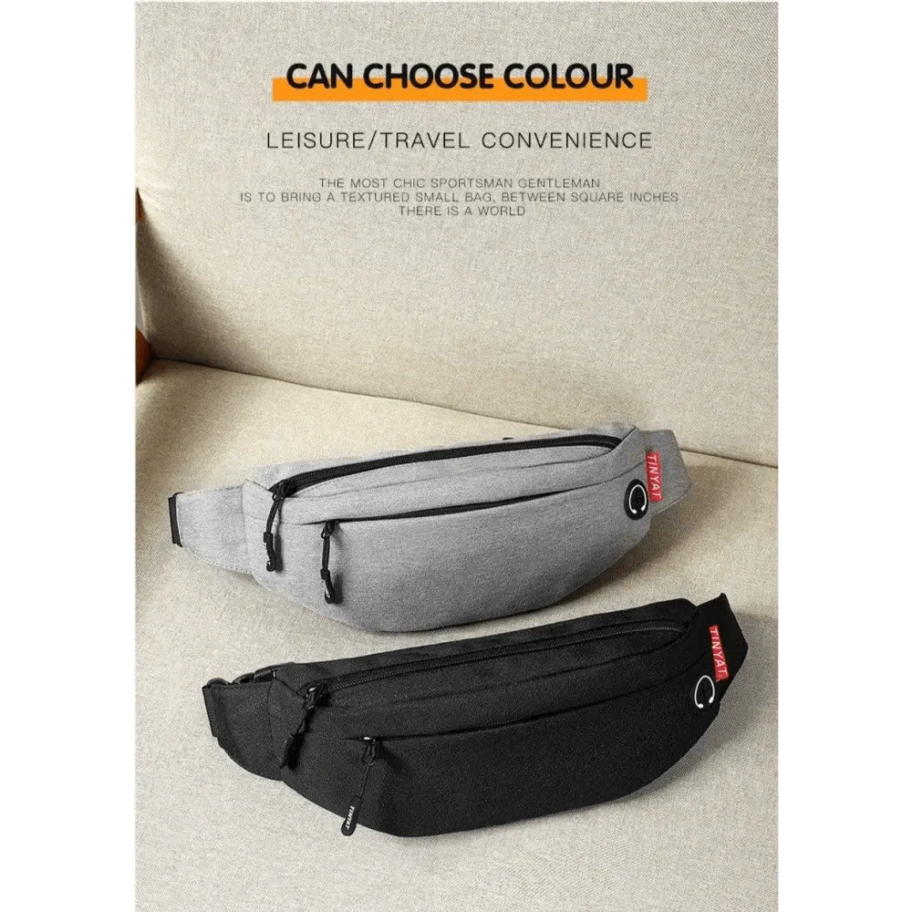 Black Crossbody Fanny Pack Simple Design Belt Bag Canvas Hands Free Travel Bag Sports Workout Durable Lightweight Fanny Packs For Festivals Stevvex