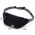 Black Crossbody Fanny Pack Simple Design Belt Bag Canvas Hands Free Travel Bag Sports Workout Durable Lightweight Fanny Packs For Festivals Stevvex