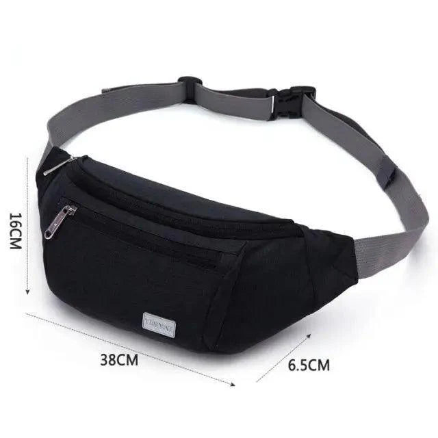 Black Crossbody Fanny Pack Simple Design Belt Bag Canvas Hands Free Travel Bag Sports Workout Durable Lightweight Fanny Packs For Festivals Stevvex
