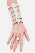 Black Crystal Spine Palm Bracelet Chain Ring Hand Cuff