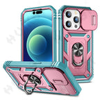 Black Durable Ring Kickstand Case  Design Case For iPhone 11 Pro XS Max 8 7 Plus 360 Full Body Protective Slide Camera Stand Protection Ring Cover Protective Case For iPhone Stevvex