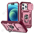 Black Durable Ring Kickstand Case  Design Case For iPhone 11 Pro XS Max 8 7 Plus 360 Full Body Protective Slide Camera Stand Protection Ring Cover Protective Case For iPhone Stevvex