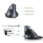 Black Ergonomic Design Office Vertical Mouse 6 Buttons 600/1000/1600 DPI Right Hand Mice With Wrist Mat Better Performance Mouse For PC Desktop Laptop Stevvex