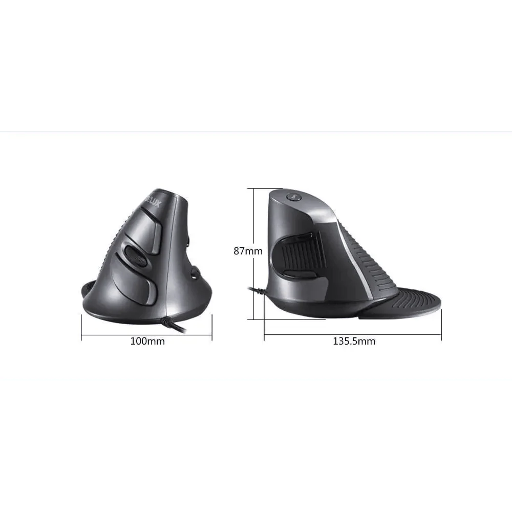 Black Ergonomic Design Office Vertical Mouse 6 Buttons 600/1000/1600 DPI Right Hand Mice With Wrist Mat Better Performance Mouse For PC Desktop Laptop Stevvex