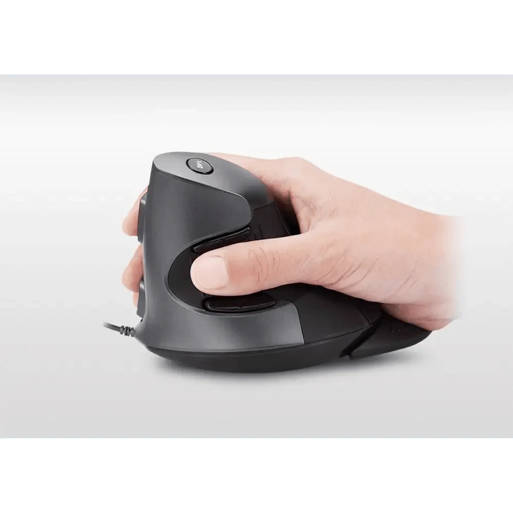 Black Ergonomic Design Office Vertical Mouse 6 Buttons 600/1000/1600 DPI Right Hand Mice With Wrist Mat Better Performance Mouse For PC Desktop Laptop Stevvex