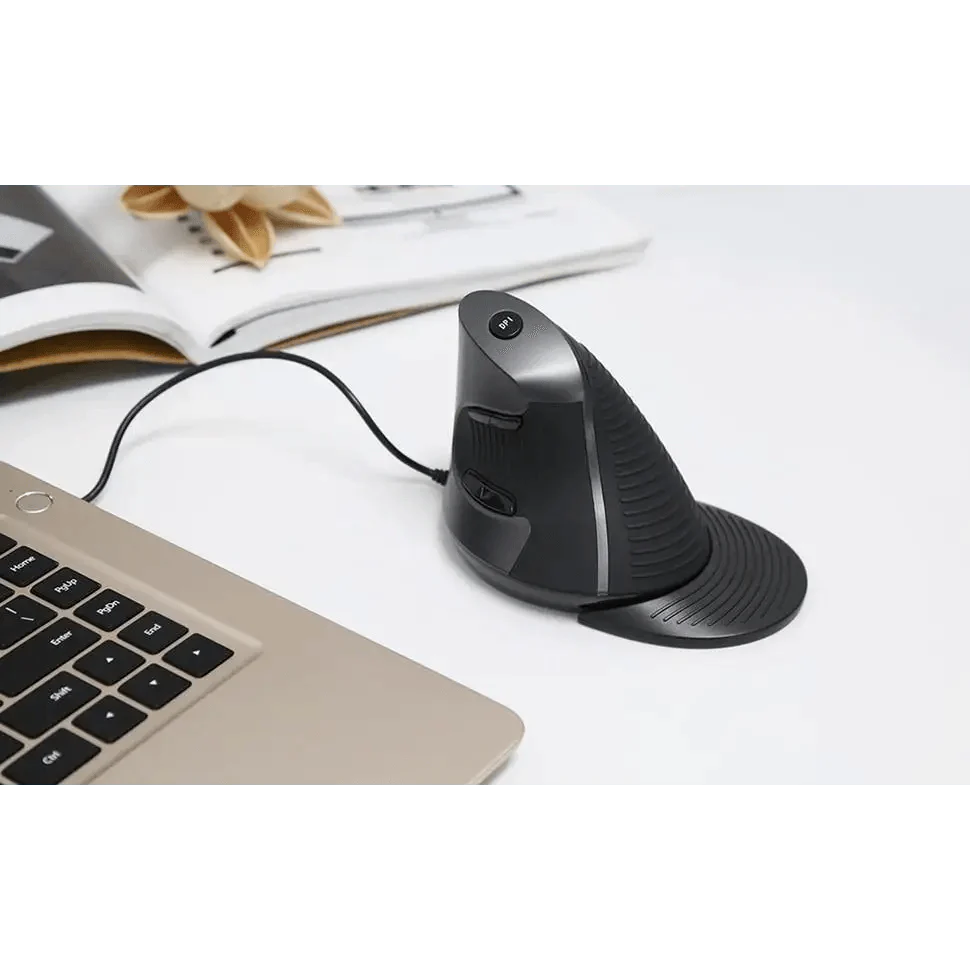 Black Ergonomic Design Vertical Mouse Adjustable DPI Optical Right Hand Mouse Reduce Wrist Pain 6 Buttons Modern Mouse For Computers Laptops PC Stevvex