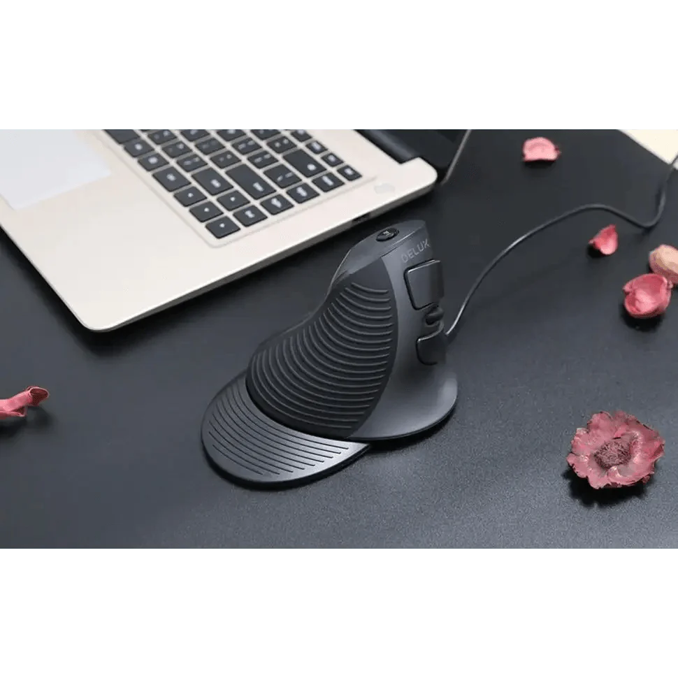 Black Ergonomic Design Vertical Mouse Adjustable DPI Optical Right Hand Mouse Reduce Wrist Pain 6 Buttons Modern Mouse For Computers Laptops PC Stevvex