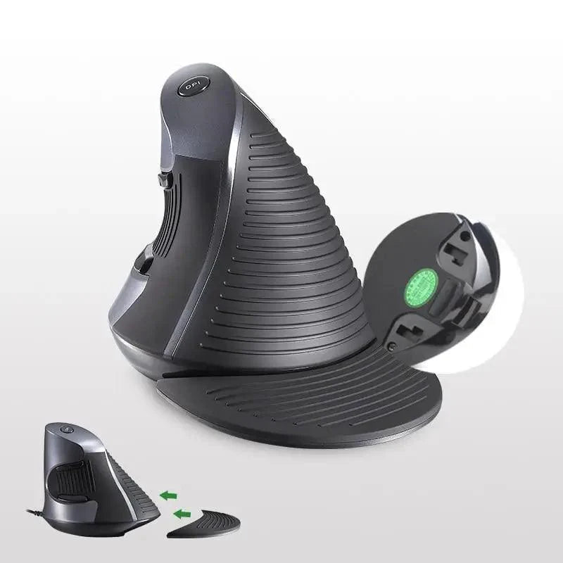 Black Ergonomic Design Vertical Mouse Adjustable DPI Optical Right Hand Mouse Reduce Wrist Pain 6 Buttons Modern Mouse For Computers Laptops PC Stevvex