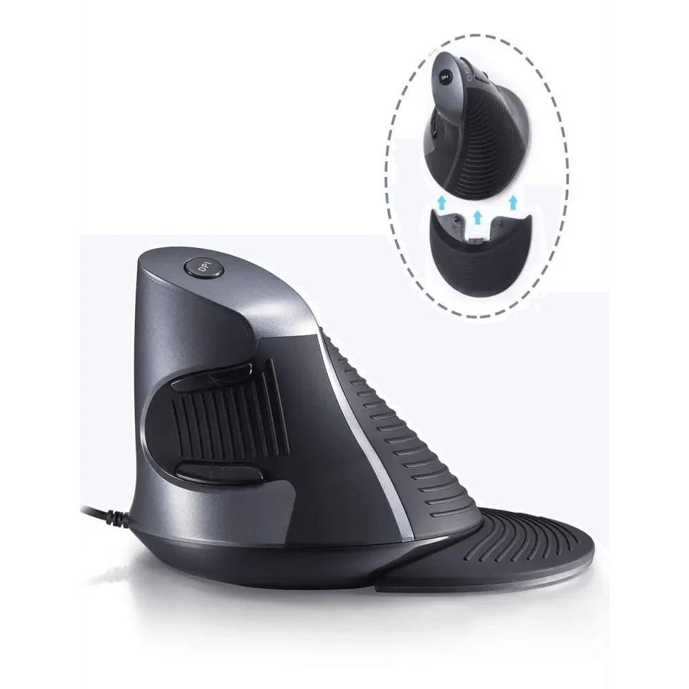 Black Ergonomic Design Vertical Mouse Adjustable DPI Optical Right Hand Mouse Reduce Wrist Pain 6 Buttons Modern Mouse For Computers Laptops PC Stevvex