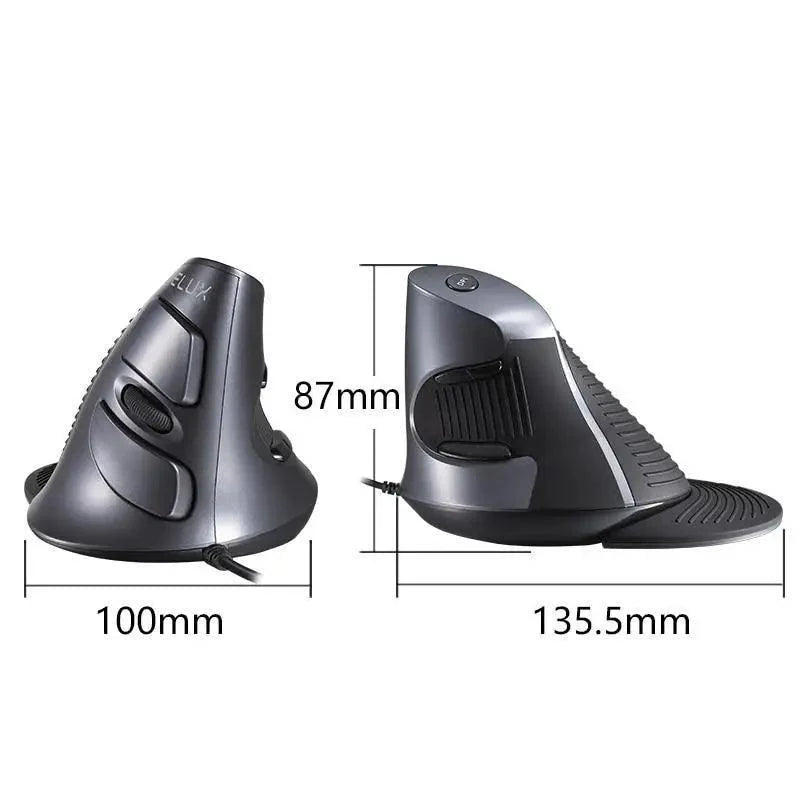 Black Ergonomic Design Vertical Mouse Adjustable DPI Optical Right Hand Mouse Reduce Wrist Pain 6 Buttons Modern Mouse For Computers Laptops PC Stevvex