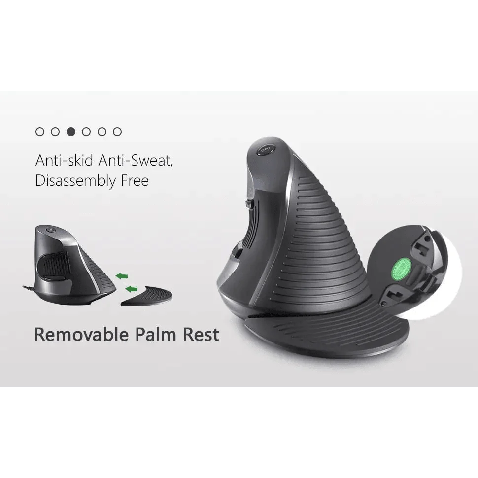 Black Ergonomic Design Vertical Mouse Adjustable DPI Optical Right Hand Mouse Reduce Wrist Pain 6 Buttons Modern Mouse For Computers Laptops PC Stevvex