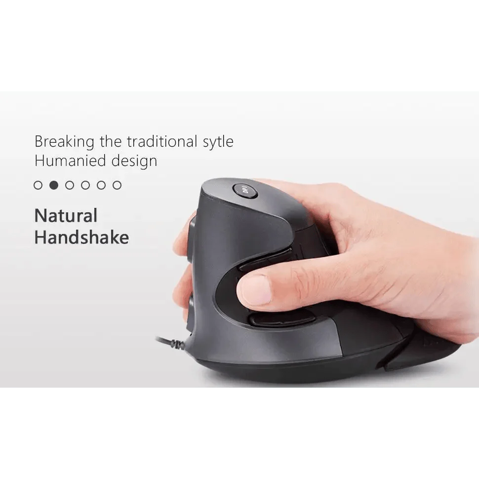 Black Ergonomic Design Vertical Mouse Adjustable DPI Optical Right Hand Mouse Reduce Wrist Pain 6 Buttons Modern Mouse For Computers Laptops PC Stevvex