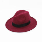 Black Fedora Hat Unisex Wide Brim Hat Autumn Winter Fedora Hat Wide Cap Winter Wool Classic Hat Men Elegant Gentleman Hat For Party Stevvex