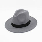 Black Fedora Hat Unisex Wide Brim Hat Autumn Winter Fedora Hat Wide Cap Winter Wool Classic Hat Men Elegant Gentleman Hat For Party Stevvex