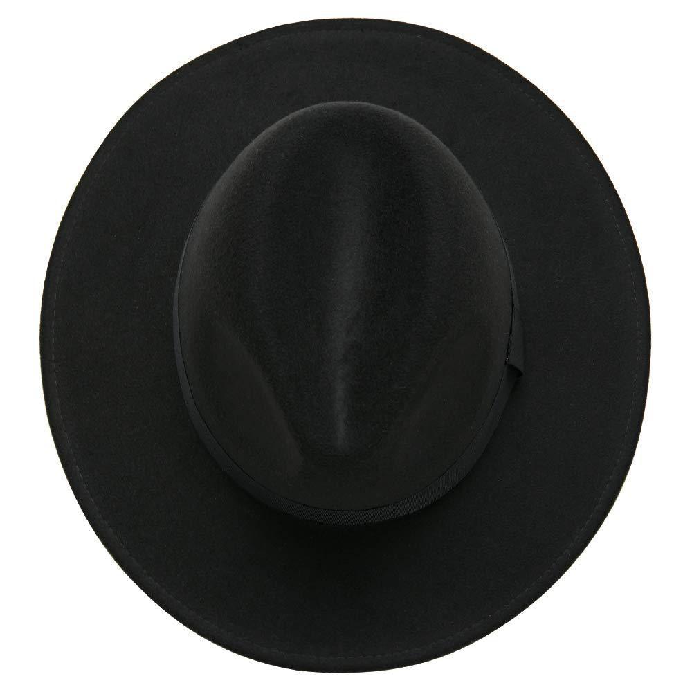 Black Fedora Hat Unisex Wide Brim Hat Autumn Winter Fedora Hat Wide Cap Winter Wool Classic Hat Men Elegant Gentleman Hat For Party Stevvex