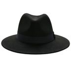 Black Fedora Hat Unisex Wide Brim Hat Autumn Winter Fedora Hat Wide Cap Winter Wool Classic Hat Men Elegant Gentleman Hat For Party Stevvex