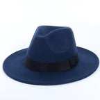Black Fedora Hat Unisex Wide Brim Hat Autumn Winter Fedora Hat Wide Cap Winter Wool Classic Hat Men Elegant Gentleman Hat For Party Stevvex