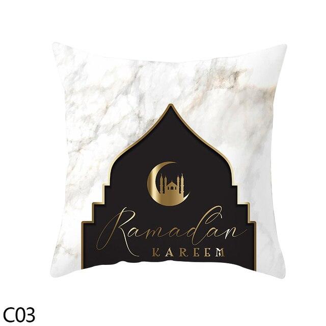 Black Gold Decor Pillow Case Ramadan Cushion Cover Pattern Decorative Cushion Pillowcase Stylish Pillow Home Decor Pillowcover Stevvex
