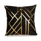 Black Gold Pillow Geometric Cushion Hot Pillows For Chairs Seat Pillowcase Black Striped Pillow Case  Luxury Soft Cushion Covers Decor Home Livingroom Decoration 45x45CM