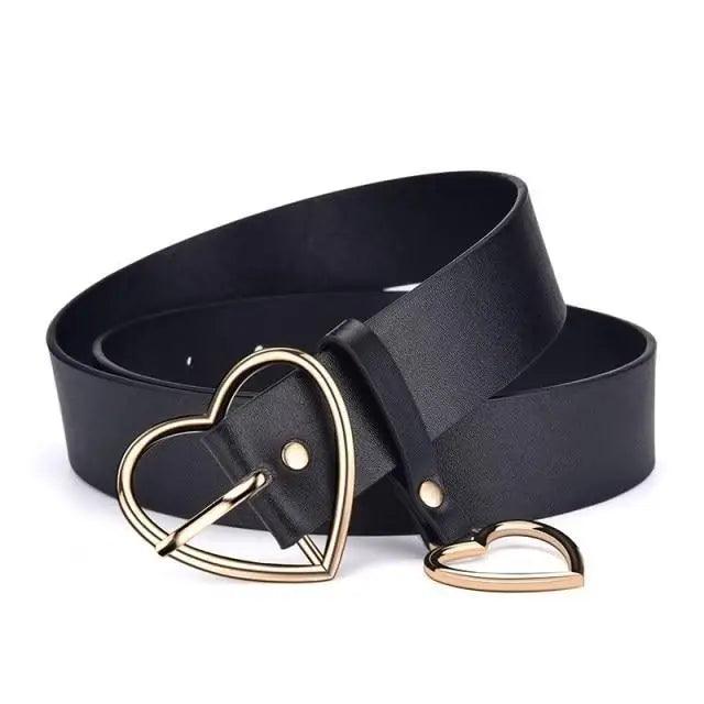 Black Heart Shaped Belt High Quality Love Elegant Belts For Women Vintage Design Belt Ladies Dress Waistband For Jeans Shorts Ladies Dress Stevvex