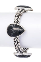 White Howlite Teardrop Stretch Bracelet Boho Chic Style