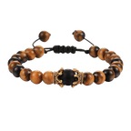 Black Lava Stone Crown Charm Tiger Eye Beads Bracelet For Men Women Braided Bracelets Handmade Adjustable Couple Distance Bracelets Lava Stone Beads Essential Oil Diffuser Adjustable Bracelet With King Queen Crown Charm