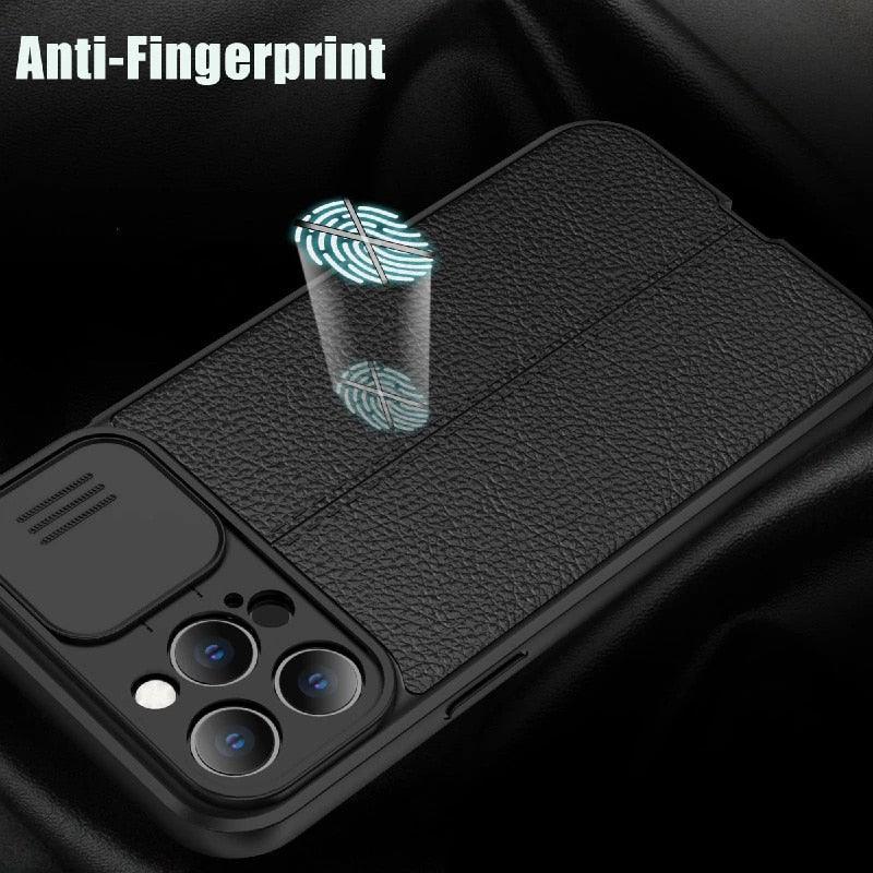 Black Leather Shockproof Phone Case on iPhone 13 11 12 14 Pro Max XR XS Max 14 Plus Camera Lens Protection Soft Back Cover Silky-Soft Touch Full-Body Protective Case Shockproof Cover Stevvex