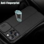 Black Leather Shockproof Phone Case on iPhone 13 11 12 14 Pro Max XR XS Max 14 Plus Camera Lens Protection Soft Back Cover Silky-Soft Touch Full-Body Protective Case Shockproof Cover Stevvex