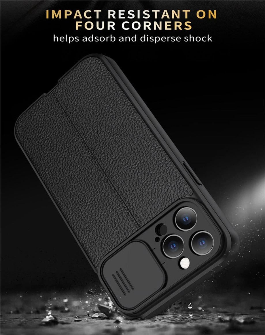 Black Leather Shockproof Phone Case on iPhone 13 11 12 14 Pro Max XR XS Max 14 Plus Camera Lens Protection Soft Back Cover Silky-Soft Touch Full-Body Protective Case Shockproof Cover Stevvex