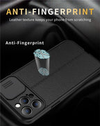 Black Leather Shockproof Phone Case on iPhone 13 11 12 14 Pro Max XR XS Max 14 Plus Camera Lens Protection Soft Back Cover Silky-Soft Touch Full-Body Protective Case Shockproof Cover Stevvex