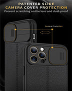 Black Leather Shockproof Phone Case on iPhone 13 11 12 14 Pro Max XR XS Max 14 Plus Camera Lens Protection Soft Back Cover Silky-Soft Touch Full-Body Protective Case Shockproof Cover Stevvex