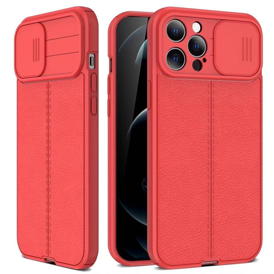 Black Leather Shockproof Phone Case on iPhone 13 11 12 14 Pro Max XR XS Max 14 Plus Camera Lens Protection Soft Back Cover Silky-Soft Touch Full-Body Protective Case Shockproof Cover Stevvex