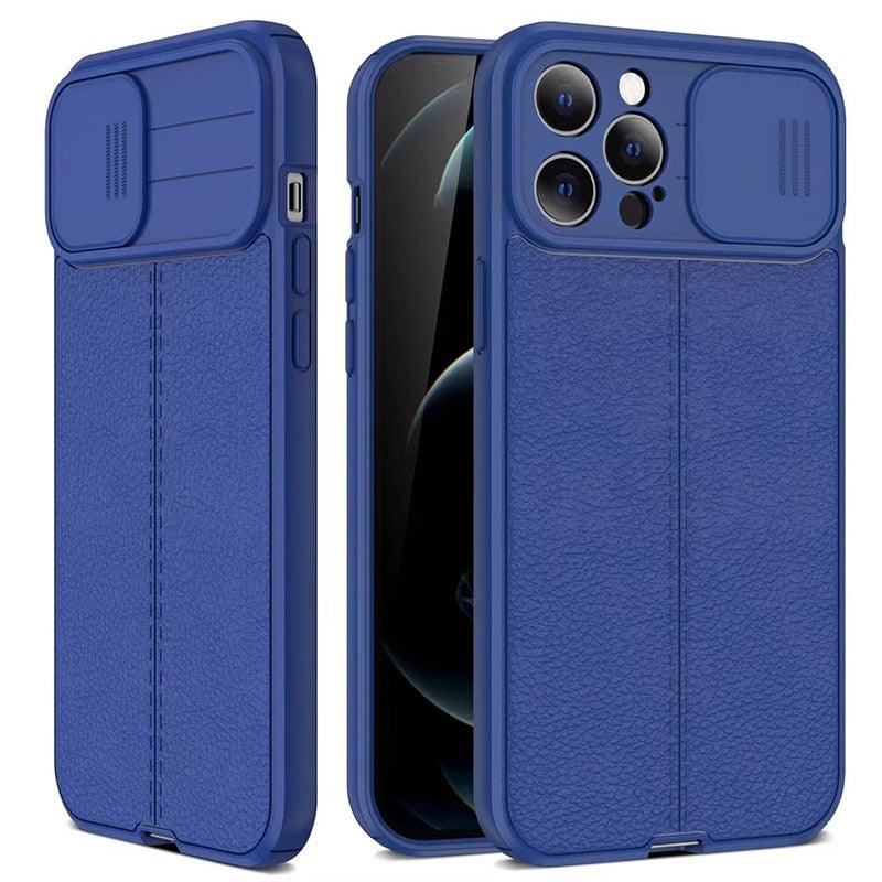 Black Leather Shockproof Phone Case on iPhone 13 11 12 14 Pro Max XR XS Max 14 Plus Camera Lens Protection Soft Back Cover Silky-Soft Touch Full-Body Protective Case Shockproof Cover Stevvex