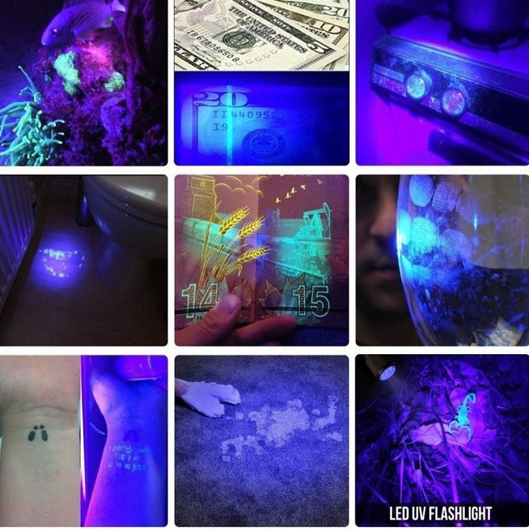 Black Light Flashlight UV Flashlight Super Bright LED Tactical Flashlights 1200 Lumen Rechargeable LED Zoomable UV Torch Waterproof Flashlight Lamp For Pet Urine Stains Detection/Camping Stevvex