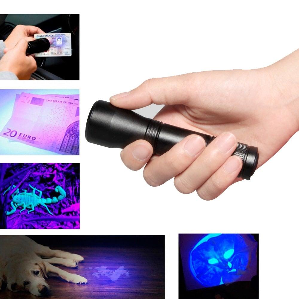 Black Light Flashlight UV Flashlight Super Bright LED Tactical Flashlights 1200 Lumen Rechargeable LED Zoomable UV Torch Waterproof Flashlight Lamp For Pet Urine Stains Detection/Camping Stevvex