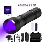 Black Light Flashlight UV Flashlight Super Bright LED Tactical Flashlights 1200 Lumen Rechargeable LED Zoomable UV Torch Waterproof Flashlight Lamp For Pet Urine Stains Detection/Camping Stevvex