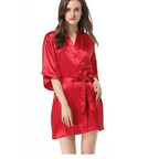 Black Lightweight Elegant Faux Silk Bathrobes For Women V Neck Design  Bridesmaid Bathrobe Wedding  Short Women Bathrobes Stevvex