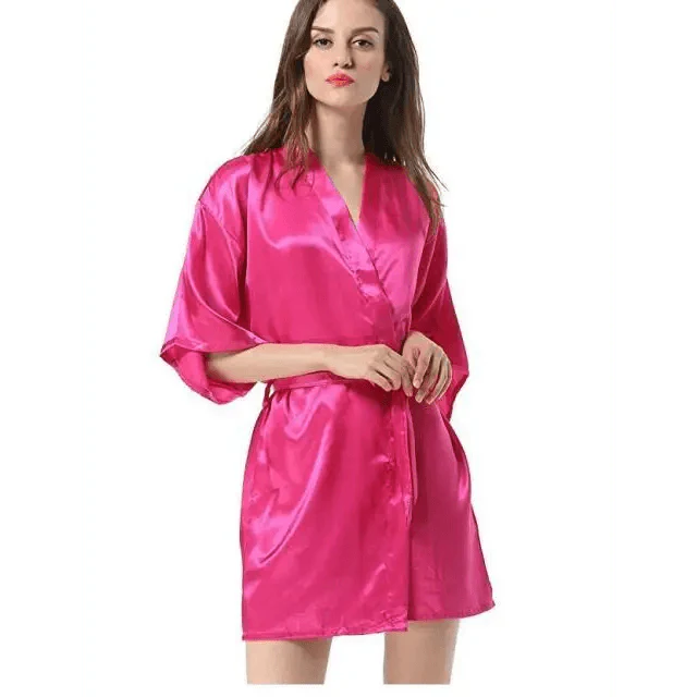 Black Lightweight Elegant Faux Silk Bathrobes For Women V Neck Design  Bridesmaid Bathrobe Wedding  Short Women Bathrobes Stevvex
