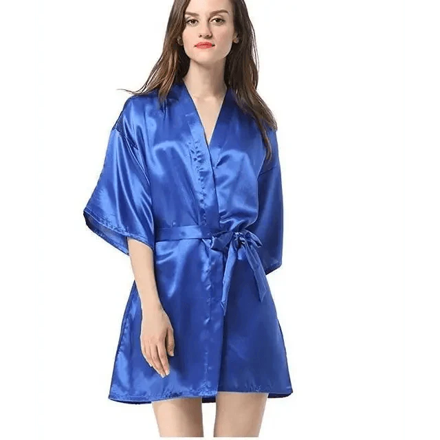 Black Lightweight Elegant Faux Silk Bathrobes For Women V Neck Design  Bridesmaid Bathrobe Wedding  Short Women Bathrobes Stevvex