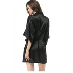 Black Lightweight Elegant Faux Silk Bathrobes For Women V Neck Design  Bridesmaid Bathrobe Wedding  Short Women Bathrobes Stevvex
