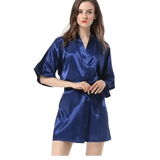 Black Lightweight Elegant Faux Silk Bathrobes For Women V Neck Design  Bridesmaid Bathrobe Wedding  Short Women Bathrobes Stevvex