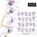 Black Lines Flower Leaves Water Decals Stickers Floral Face Marble Pattern Slider For Nails Summer Nail Art Decoration Summer Stickers on Nails Simple Summer Slider for Manicure Nail Art Watermark Manicure Decor Stevvex