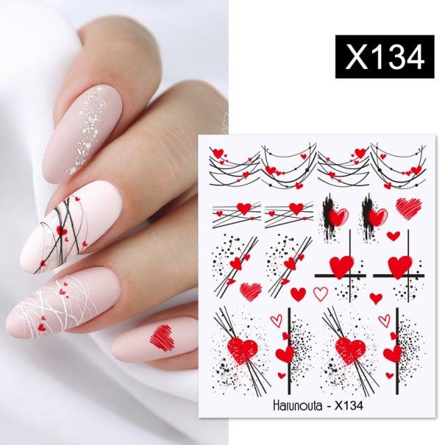 Black Lines Flower Leaves Water Decals Stickers Floral Face Marble Pattern Slider For Nails Summer Nail Art Decoration Summer Stickers on Nails Simple Summer Slider for Manicure Nail Art Watermark Manicure Decor Stevvex