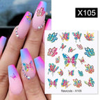 Black Lines Flower Leaves Water Decals Stickers Floral Face Marble Pattern Slider For Nails Summer Nail Art Decoration Summer Stickers on Nails Simple Summer Slider for Manicure Nail Art Watermark Manicure Decor Stevvex